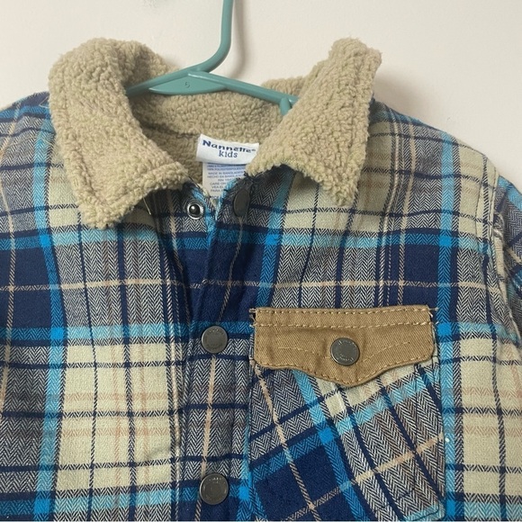Nannette Plaid Flannel Jacket - Blue & Tan - Size 2T - Picture 2 of 10